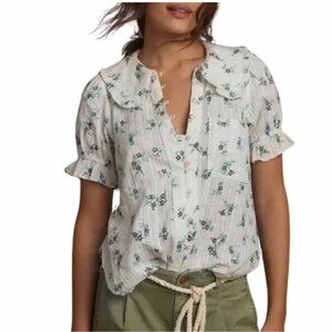 Pilcro for Anthropologie Keira Collared Button-Front Blouse